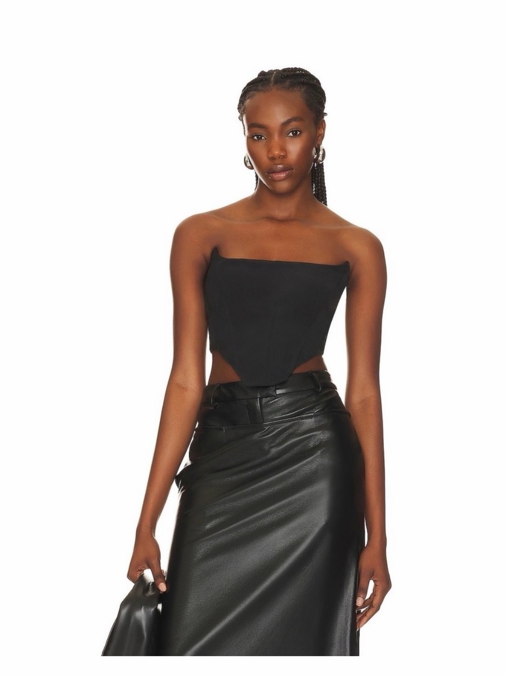 Bardot Black Strapless Bustier Crop Top